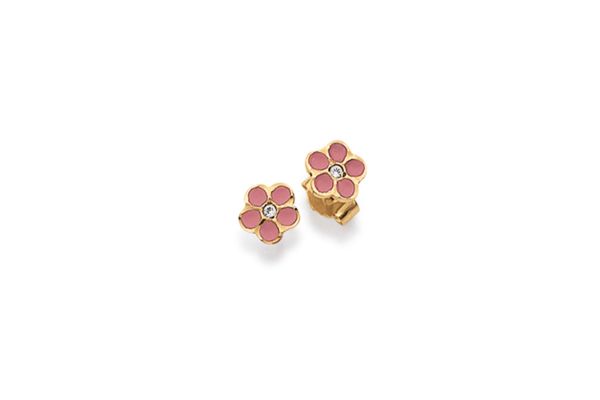 Palido Ohrstecker Blume • 333 Gold • Emaille • Zirkonia