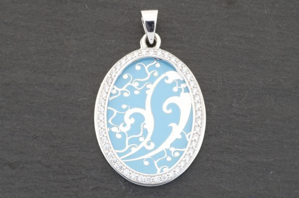 Gerry Eder 925 Silber Trachten Amulette Anhänger in Hellblau