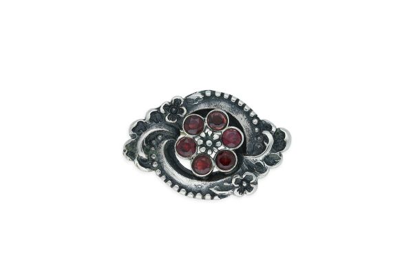 Brosche • 835 Silber • Granat