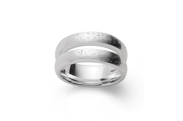 Bastian Doppelring 925 Silber mit Diamantierung