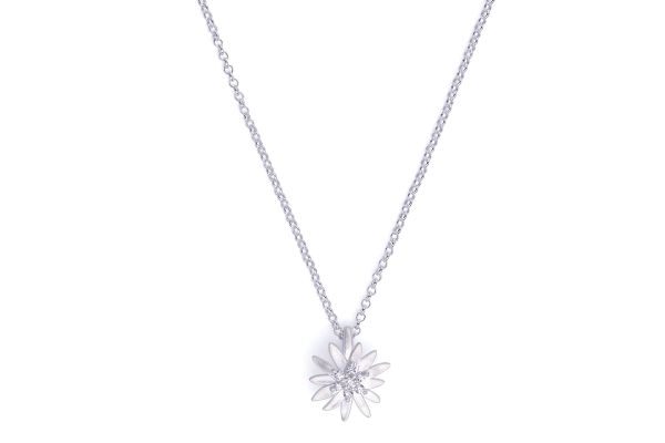 Bernd Wolf 925er Silber-Collier • Edelweiß • Zirkonia