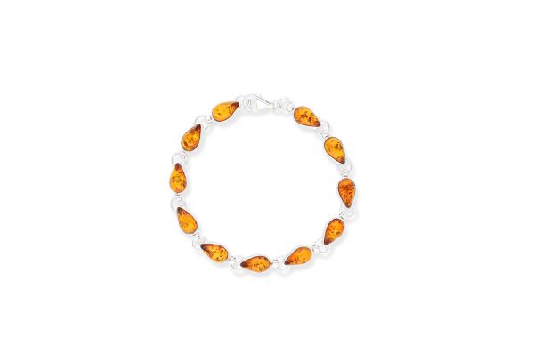 Bernstein Armband • 925 Silber • orange 