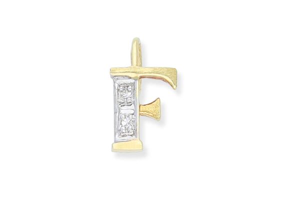 585 Gold Anhänger Buchstabe F mit Diamanten
