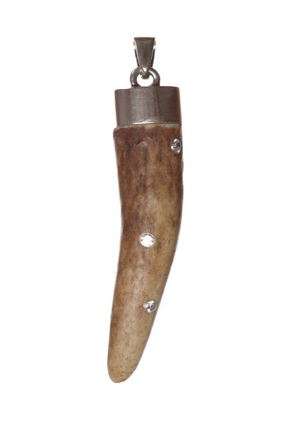 Gerry Eder 925 Silber Trachten Anhänger Hirschhorn mit Zirkonia