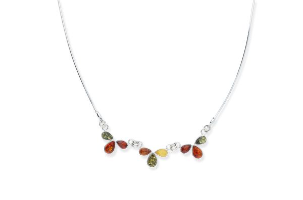 Bernstein Collier • 925 Silber • bunt