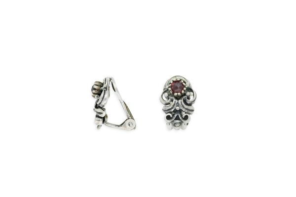 Trachten Ohrclips • 835Silber • Granat