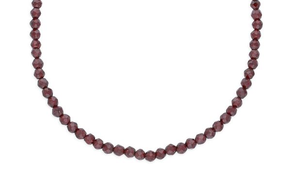 Granat Perlenkette facettiert • 925 Silber