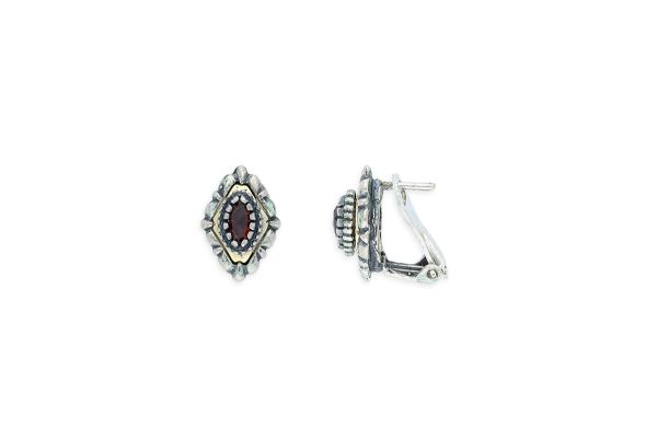 Trachten Ohrclips • 835 Silber • Granat