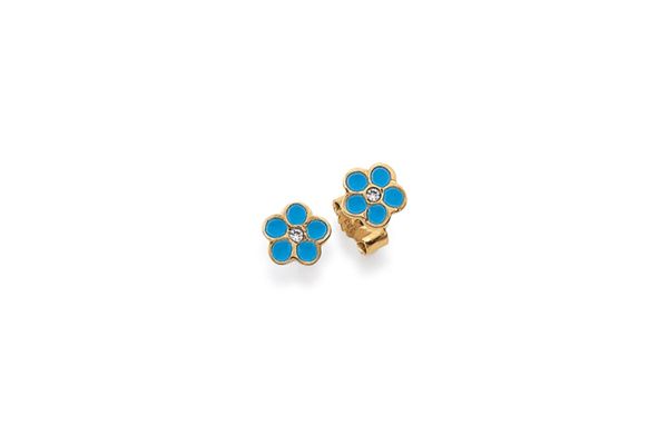 Palido Ohrstecker Blume • 333 Gold • Emaille • Zirkonia