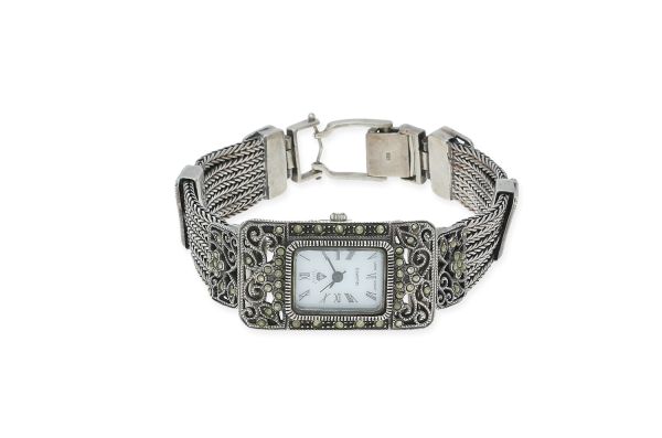 Damen-Armbanduhr • 925 Silber • Markasit