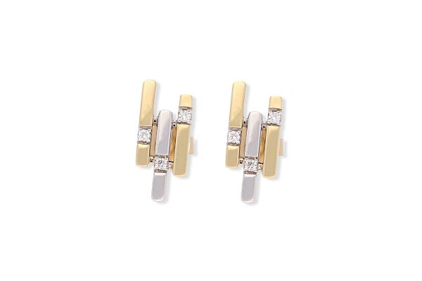 Ohrstecker 585 Gelbgold & Weißgold mit Brillantbesatz