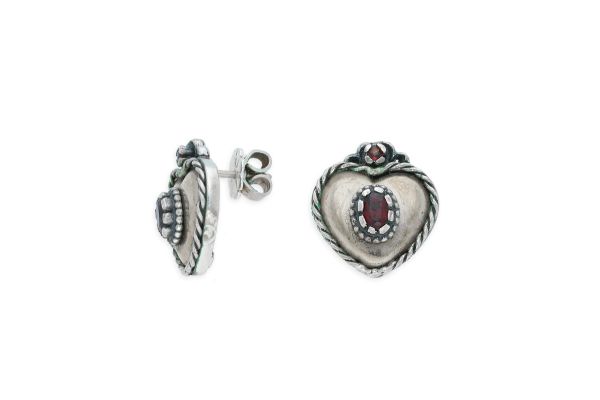 Ohrstecker Herz • 835 Silber • Granat