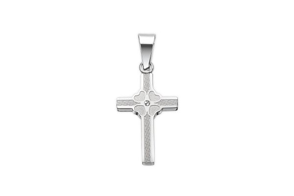 Kreuz Anhänger • Edelstahl • Zirkonia