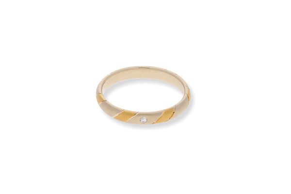 Ring 585 Gelbgold / Weißgold mit 0,02 ct Brillant - Gr. 54