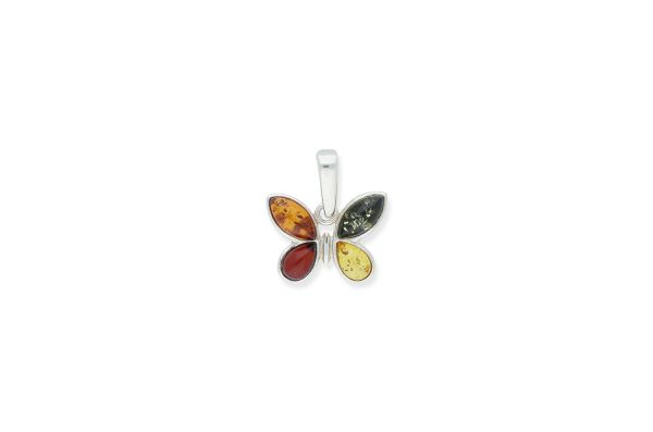 Bernstein Anhänger • 925 Silber • Schmetterling