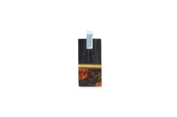 Bernstein Anhänger • 925 Silber • Holz
