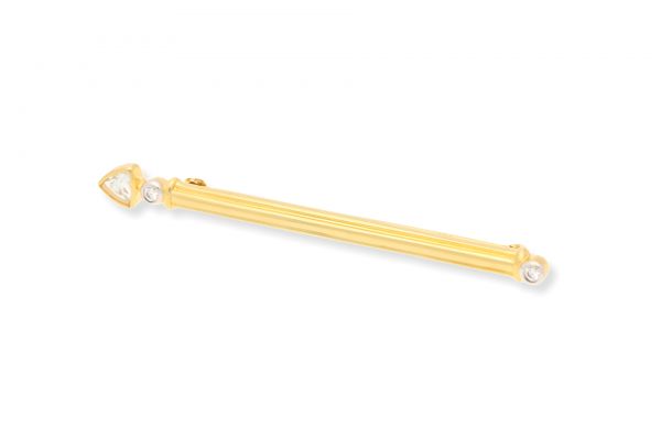 Brosche 333 Gelbgold • synthetischer Aquamarin • Zirkonia • Vorderansicht