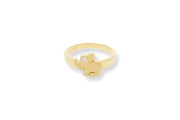 Kinderring 333 Gelbgold Elefantenform mit Zirkonia - Gr. 48