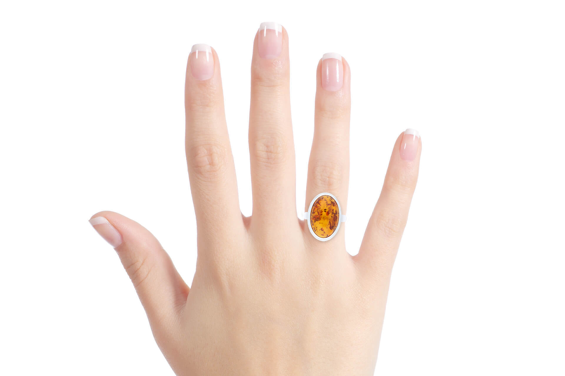 Bernstein Ring 925 Silber orange