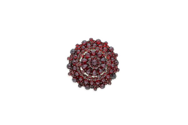 Antike Brosche • 925 Silber vergoldet • Granat
