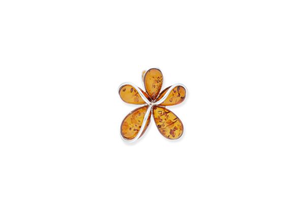 Bernstein Anhänger • 925 Silber • Blume
