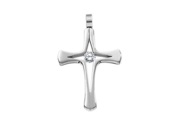 Kreuz Anhänger • Edelstahl • Zirkonia