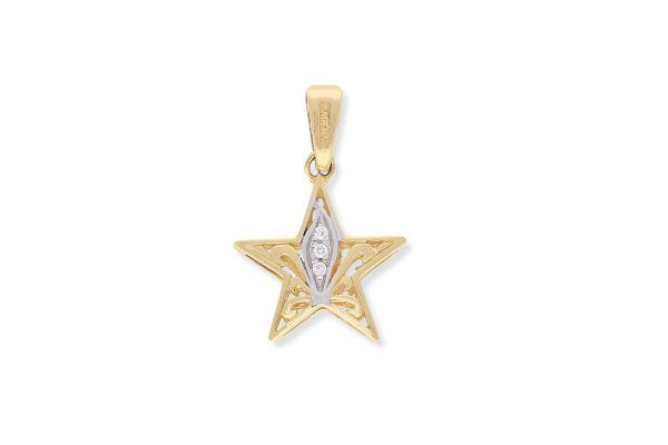 Kleiner Stern Anhänger aus Gelbgold mit Zirkoniasteinen