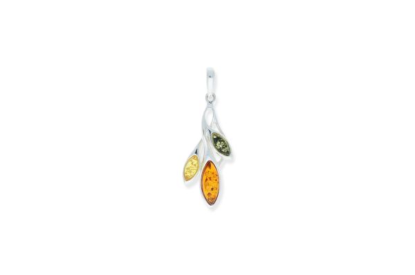 Bernstein Anhänger • 925 Silber • bunt