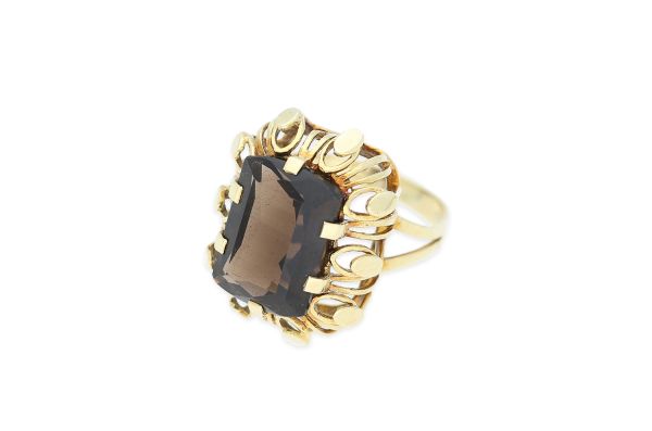 Ring • 333 Gold • synth. Rauchtopas