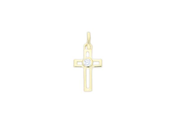 Kreuz Anhänger • 333er Gold • Zirkonia