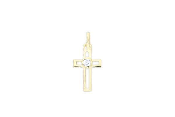 Kreuz Anhänger • 333er Gold • Zirkonia