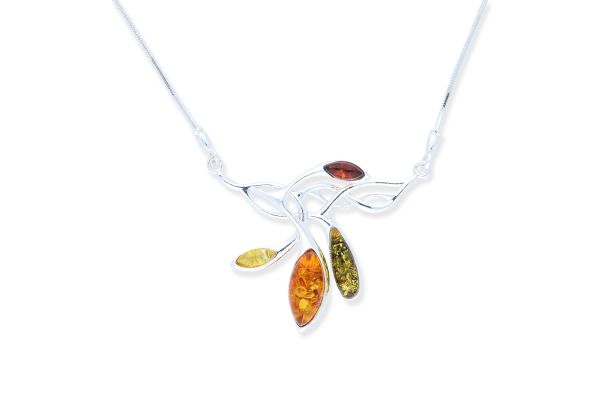 Bernstein Collier • 925 Silber • bunt