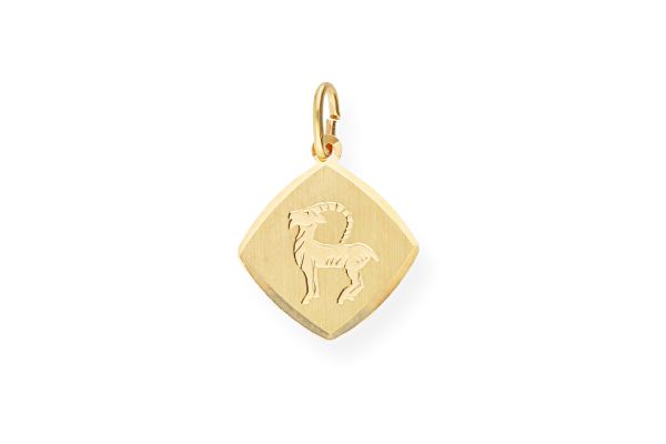 Sternzeichen Steinbock ♑ Anhänger eckig • 333 Gold