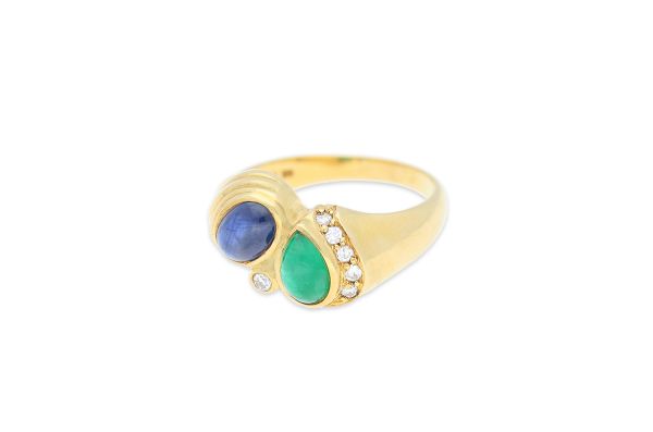 Ring 750 Gold • Saphir • Smaragd • Brillanten