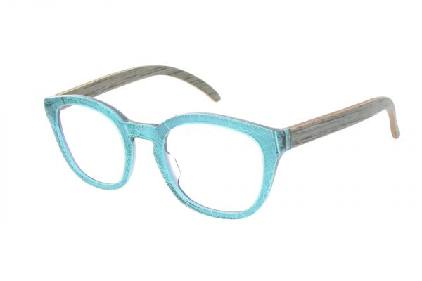 Edelweyes Brille HEXENTURM - Acetat – Blatt Türkis - Eiche Grau