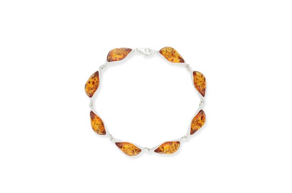 Bernstein Armband • 925 Silber • orange