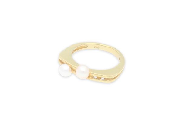 Ring 333 Gold • Diamanten • Perlen