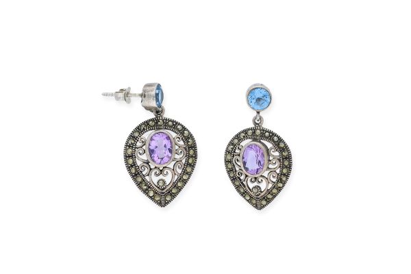 Ohrstecker 925 Silber • Markasit • Topas • Amethyst