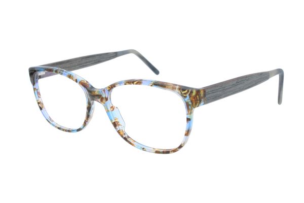 Edelweyes Brille AMMERINGKOGEL • Acetat • Blau mamoriert • Eiche