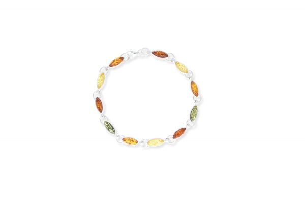 Bernstein Armband 925 Silber bunt - LAS215222