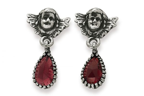 Gerry Eder 925 Silber Trachten Ohrringe Engel mit Granat