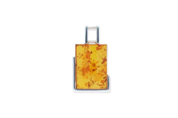 Bernstein Anhänger • 925 Silber • orange
