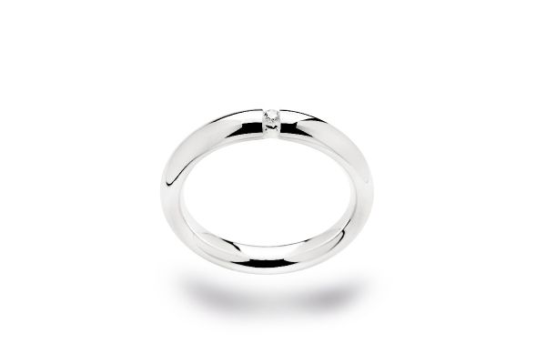 Bastian Ring 925 Silber mit 0,03 ct Diamant Rhodiniert