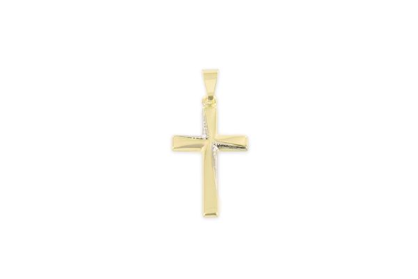 Kreuz Anhänger • 333 Gold bicolor