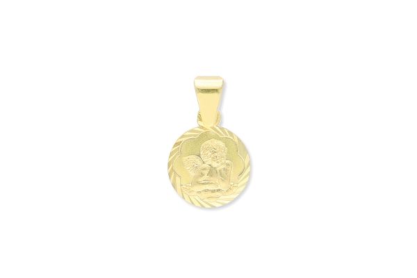 585 Gold Schutzengel Anhänger rund