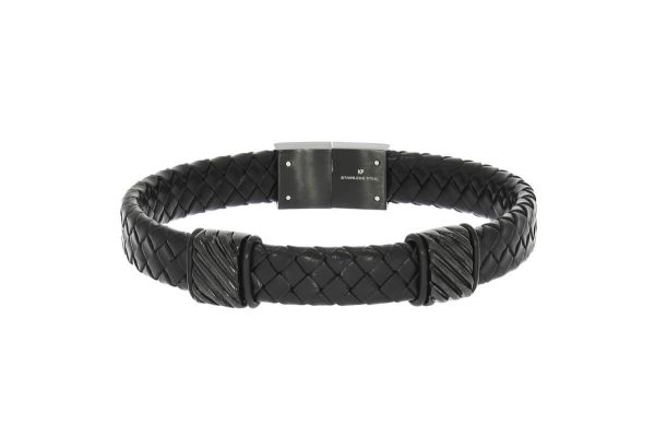  Herrenarmband • Leder • Edelstahl