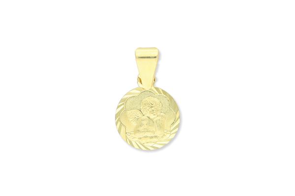 375 Gold Schutzengel Anhänger rund