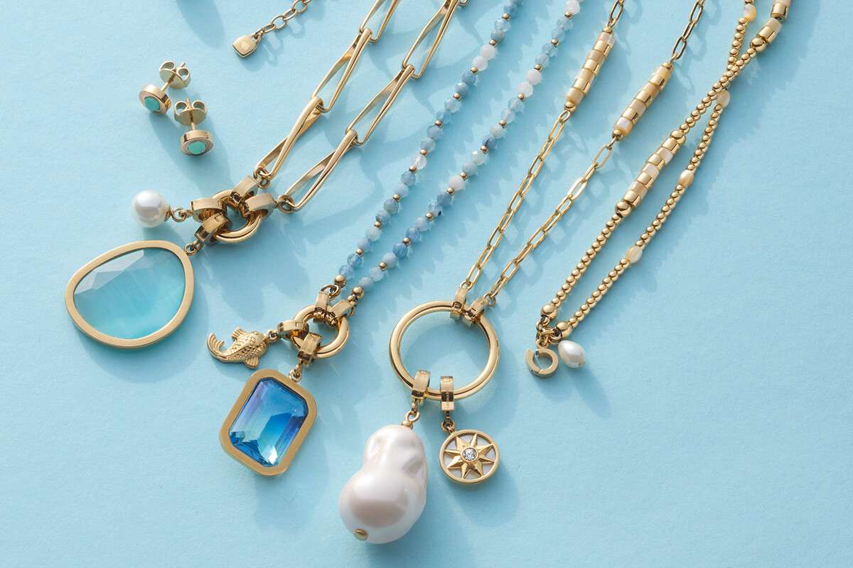 JEWELS BY LEONARDO Pendant Clip & Mix Priska • Chain Pendant Made Of Gold-Coloured Stainless Steel • Faceted Baguette Stone • Jewellery Gift For Women • 024967, 3,4 Cm, Stainless Steel, No