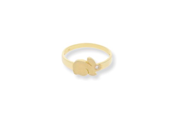 Kinderring 333 Gelbgold Hasenform mit Zirkonia - Gr. 48