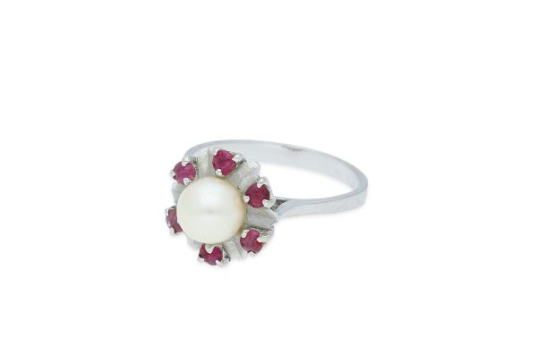 Ring • 585 Gold • Rubin • Zuchtperle